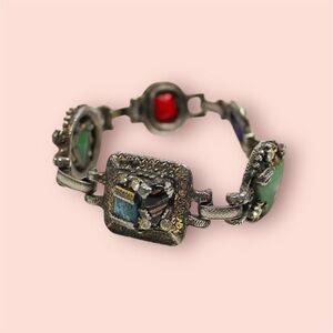 1980s Gemstone Crystal‎ Chain Bracelet
